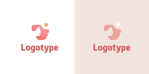 Logo versions vector beauty face female portrait girl with hair	