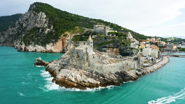 Flight over San Pietro Church in Porto Venere