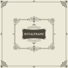 Invitation frame. Vintage ornament greeting card template. Retro wedding invitations, advertising or other design and place for text. Flourishes frame