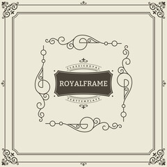 Ornament design invitation template. flourishes calligraphic vintage frame. Good for Luxury, boutique brand, wedding shop, hotel sign