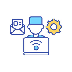 Store and forward patient data RGB color icon. Remote clinic service. Mailing GP doctor. Online hospital communication. Telehealth and telemedicine. Electronic health. Isolated vector illustration