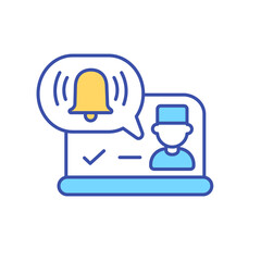 Virtual meeting with doctor RGB color icon. Video call with patient. Internet notification from physician. Online reminder. Telehealth and telemedicine. Isolated vector illustration