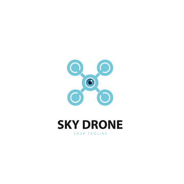 SKY DRONE Logo Design Template Flat Style Design Vector