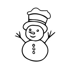 Illustration of a black fun snowman isolated on a white background for Christmas decoration