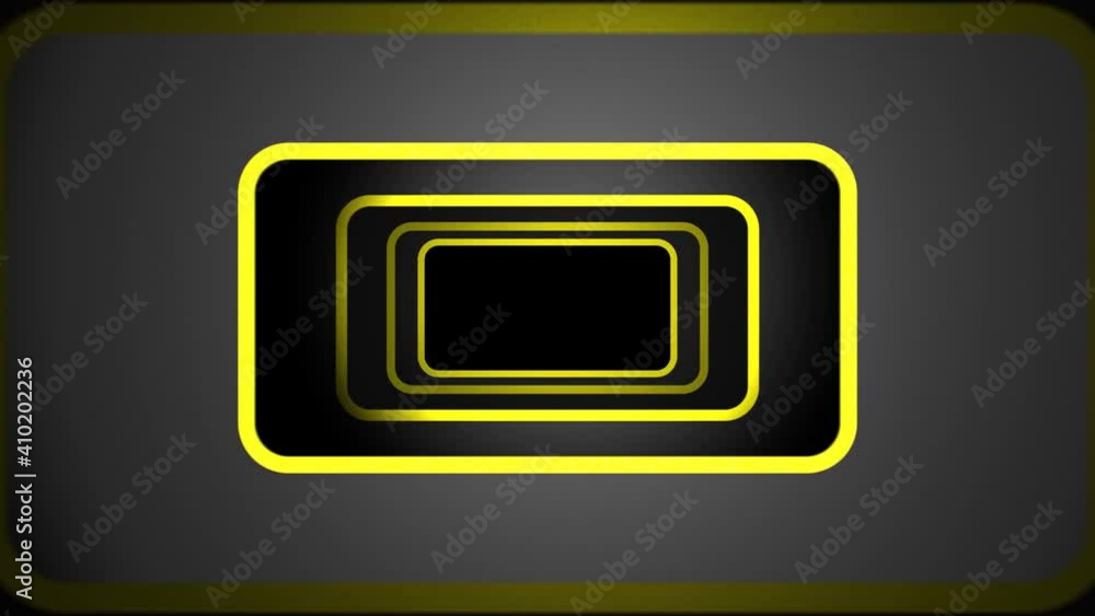 Poster flight through abstract corridor with yellow frame of doorway. abstract background. 3d animation. se