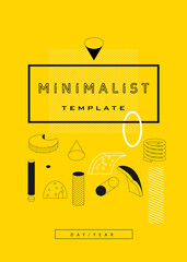 Abstract geometric minimalistic futuristic yellow template for poster card flyer banner