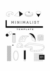 Abstract minimalistic monochrome cover template for poster card flyer banner