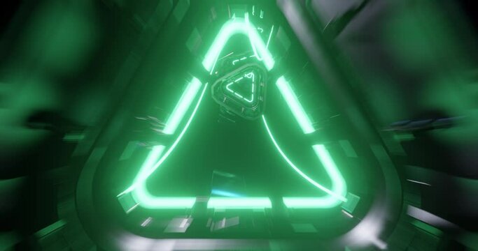 Fast Motion of Futuristic Tech Abstract Green and Blue Neon Rollercoaster Tunnel Loop. Perfect for VJ, projection , nightclub , party , LED, techno edm music video display. 3D render, 4K loop

