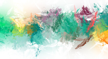 Brushed Painted Abstract Background. Brush stroked painting. Strokes of paint. 2D Illustration.