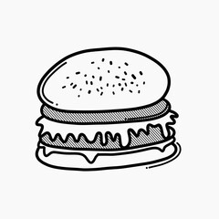 hamburger doodle vector icon. Drawing sketch illustration hand drawn line eps10