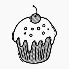 cupcake doodle vector icon. Drawing sketch illustration hand drawn line eps10