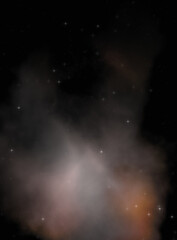 Star field in galaxy space with colorful nebula. Sci fi background of deep space. Ethereal wallpaper.