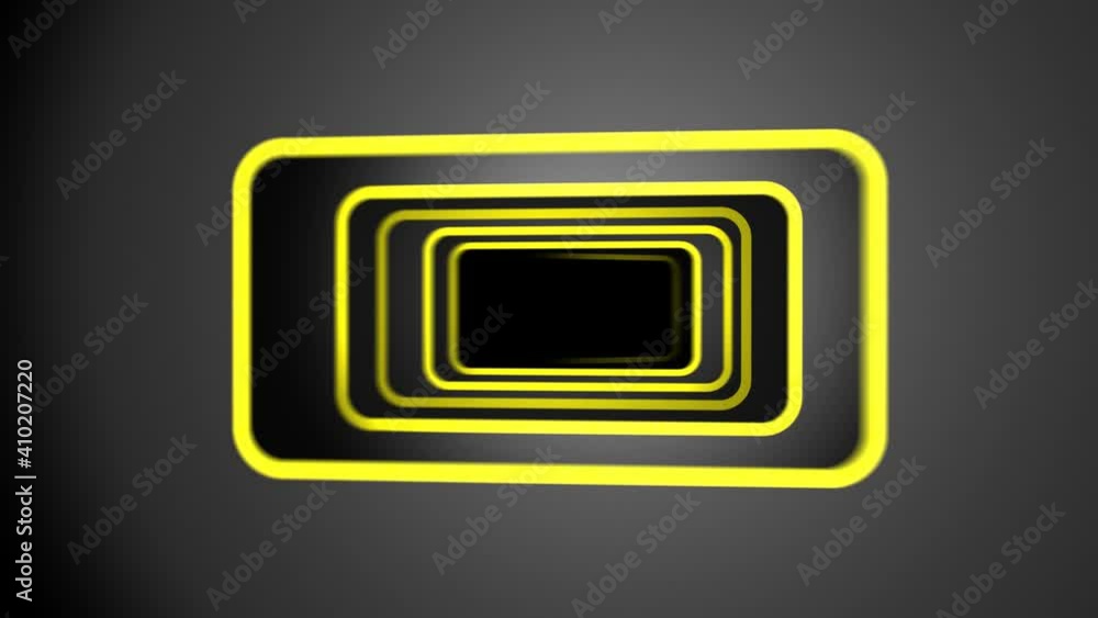Aufkleber 3d flight through futuristic pathway in yellow square borders. seamless loop.