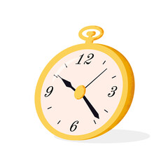 Time Management Flat Concept. Golden clock vector illustration.