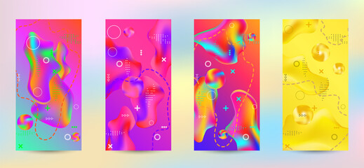 Creative template with fluid rainbow wave elements.