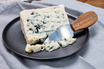 Cheese collection, French blue cheese roquefort from grotten of Roquefort-sur-Soulzon, France