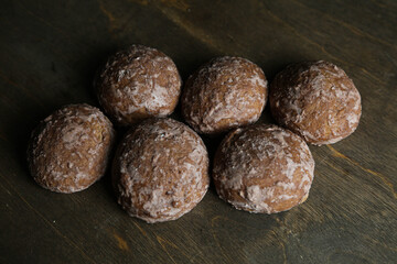 gingerbread sweets, airy cakes on background 