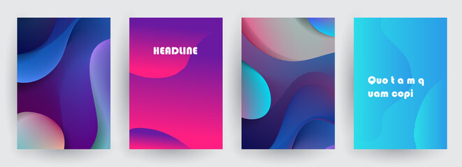 Covers templates set with graphic geometric elements. Applicable for brochures, posters, covers and banners. Vector illustrations.