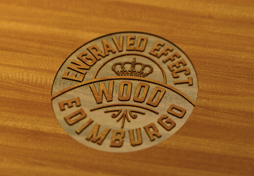 Engraved Wooden Effect Mockup