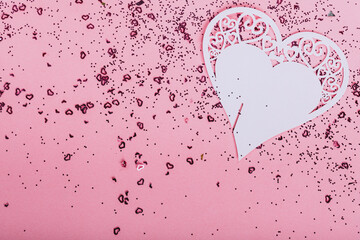 Beautiful paper hearts with confetti