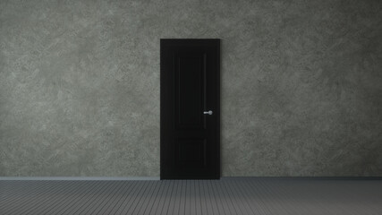 3d illustration the empty room with door