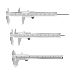 Caliper for measurement. Measuring instrument on a white background. Three measurement positions. Vector illustration