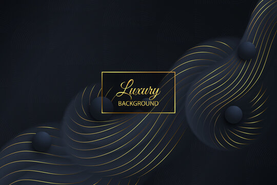 Luxury Fluid Vector Background Design With Golden And Black, Gold Lines On Black Texture Background