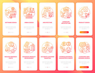 Co-production onboarding mobile app page screen with concepts set. Product design, new business models walkthrough 5 steps graphic instructions. UI vector template with RGB color illustrations