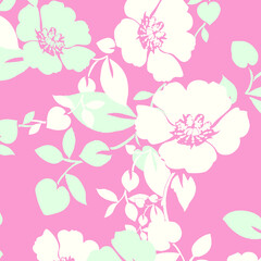 Floral seamless pattern. Hand drawn. For textile, wallpapers, print, wrapping paper. Vector stock illustration.