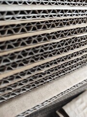 Cardboard ready for sale in the paper mill. Selective focus