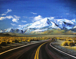 the road to the mountains oil painting