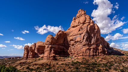 Fototapeta premium Unique Red Sandstone Pinnacles and Rock Fins at the Garden of Eden in Arches National Park near the town of Moab in Utah, United States