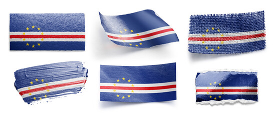 Set of the national flag of Cape Verde on a white background