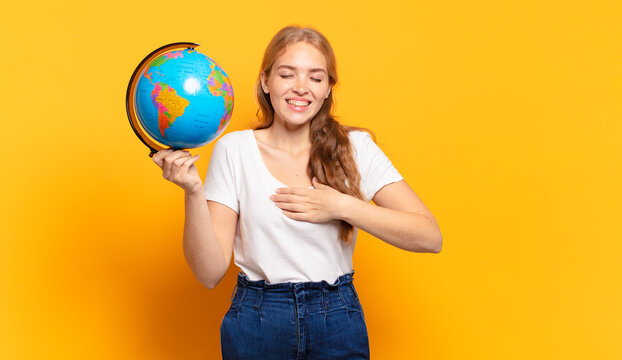 laughing out loud at some hilarious joke, feeling happy and cheerful, having fun