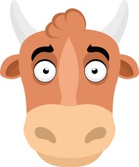 Vector illustration of the head of a cartoon cow