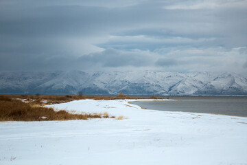 Fototapeta premium Lake Sevan in winter
