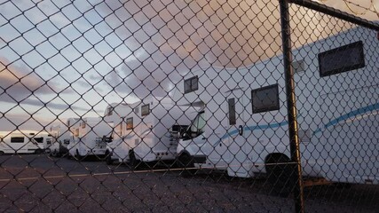 Camper vans secured away due to the impact covid on tourism, New Zealand