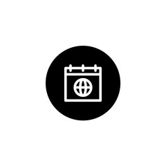 Web calendar icon in black round style. Vector icon pixel perfect