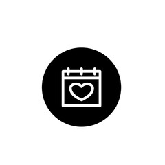 Dating calendar icon in black round style. Vector icon pixel perfect