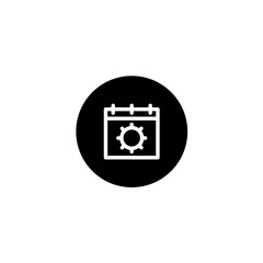 Summer calendar icon in black round style. Vector icon pixel perfect