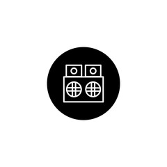 Speaker device icon in black round style. Vector icon pixel perfect