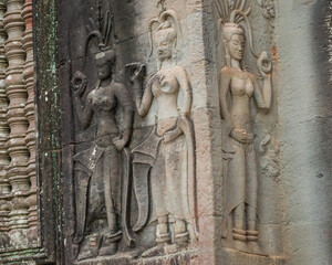 Fototapeta na wymiar Cambodia, an abandoned city in the jungle of Angkor Wat.