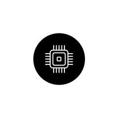 Chipset icon in black round style. Vector icon pixel perfect