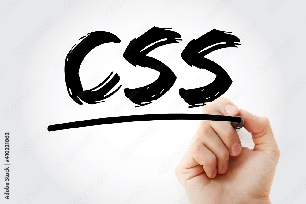 Poster css - cascading style sheets acronym with marker, technology concept background