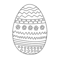 Easter egg doodle. Easter egg Hand drawn decorative element in vector for coloring book. Easter Themes. Coloring page for children and adult. Black and white