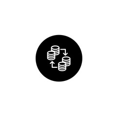 Money exchange icon in black round style. Vector icon pixel perfect