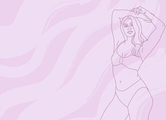 Background on body positive topic. Vector woman in lingerie