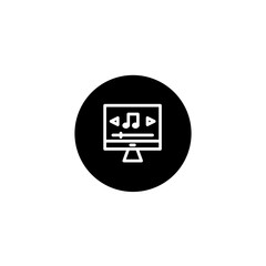 Music player computer icon in black round style. Vector icon pixel perfect