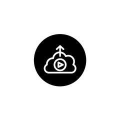 Video upload icon in black round style. Vector icon pixel perfect
