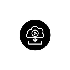 Video download icon in black round style. Vector icon pixel perfect